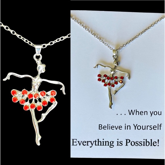 🆕 Silver Ballerina Necklace -Red - Picture 3 of 12